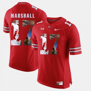For Men's #17 Jalin Marshall OSU Jersey Scarlet Pictorial Fashion 807611-950