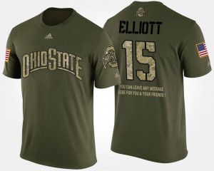 For Men Ezekiel Elliott OSU T-Shirt Camo #15 Military Short Sleeve With Message 395488-768