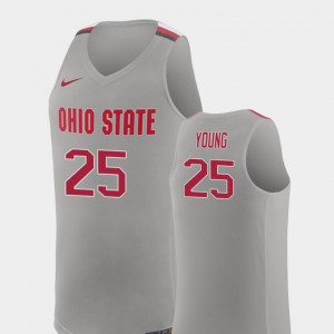 Mens #25 College Basketball Replica Kyle Young OSU Jersey Pure Gray 946594-895