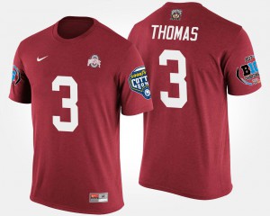 Mens Bowl Game #3 Michael Thomas OSU T-Shirt Scarlet Big Ten Conference Cotton Bowl 524306-884