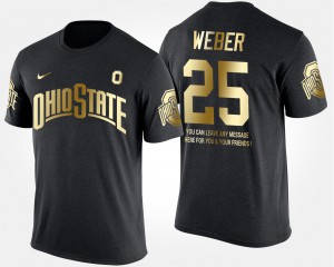 Black Mike Weber OSU T-Shirt #25 Gold Limited Short Sleeve With Message Men's 297879-258