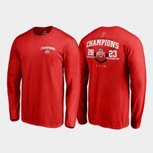 Men Scarlet OSU T-Shirt Fair Catch Score Long Sleeve 2019 Rose Bowl Champions 660878-169