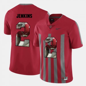 Pictorial Fashion Red For Men's Malcolm Jenkins OSU Jersey #2 629540-736