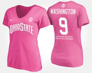 Womens Pink Adolphus Washington OSU T-Shirt #9 With Message 129551-760