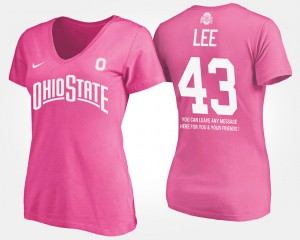 For Women #43 Darron Lee OSU T-Shirt With Message Pink 508652-998
