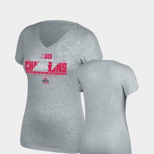 2018 Big Ten Football Champions Ladies Locker Room V-Neck Top of the World OSU T-Shirt Heather Gray 872739-404