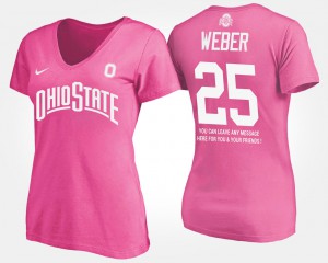 For Women's With Message #25 Mike Weber OSU T-Shirt Pink 628217-340