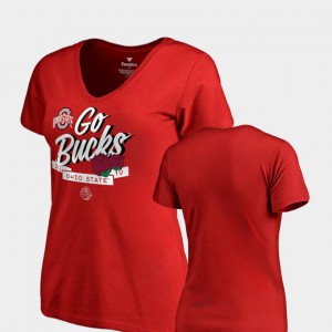 Scarlet 2019 Rose Bowl Bound Dime V-Neck OSU T-Shirt Women's 466066-931