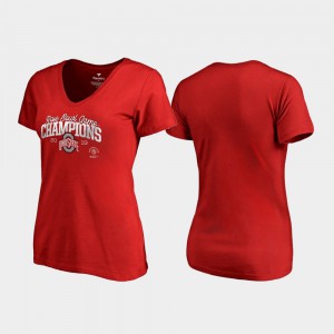 For Women Scarlet 2019 Rose Bowl Champions Flea Flicker V-Neck OSU T-Shirt 924136-454