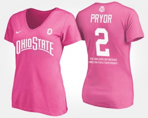 Terrelle Pryor OSU T-Shirt Ladies Pink #2 With Message 750027-263